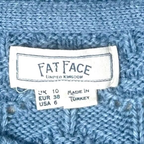 Fat Face Emmy Textured Crewneck Curved Hem Sweater Blue Sz 6 - Picture 4 of 12